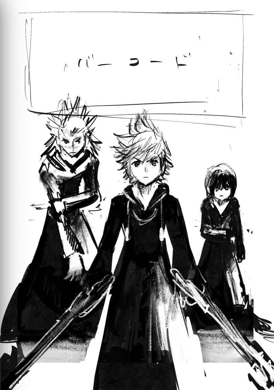 File:Roxas, Lea, and Xion (Sketch) KHIII Novel.png - Kingdom Hearts ...