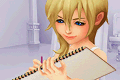 Naminé drawing in her sketchbook, as seen in the original Kingdom Hearts Chain of Memories.