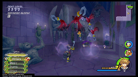 Sora performing Aerial Sweep in Beast's Castle