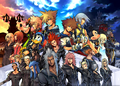 Marluxia (near the bottom right) in an official artwork for Kingdom Hearts II Final Mix.