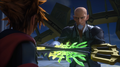 Master Xehanort commends Sora for defeating him for the final time.
