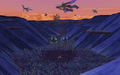 The battle at Hollow Bastion as it appears in early trailers and Kingdom Hearts Re:coded.