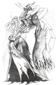 Early concept art of the World of Chaos emerging from the Robed Figure.