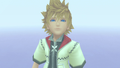 Roxas solemnly smiles upon seeing Sora inside his sleeping pod.