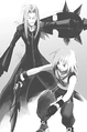 Riku and Vexen in an illustration from the third volume of the Kingdom Hearts Chain of Memories novel.