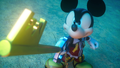Mickey wielding Kingdom Key D in the opening scene.