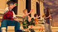 Virtual Hayner and his friends admire the crystal orbs on top of the clock tower.