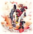 Sora, Riku, and Mickey in the "Dusk" promotional artwork.