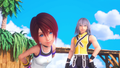 Kairi and Riku's past selves in the opening scene.