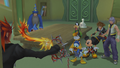 Lea summons his Keyblade for the first time in the Mysterious Tower.