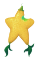 Artwork of a paopu fruit with a bite taken out of it.