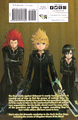 Xion, Roxas, and Lea on the back cover of the third volume of the Kingdom Hearts III novel.