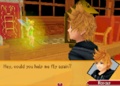 Roxas talks to Tinker Bell in Neverland.