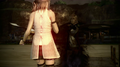 Lightning and Serah emulating the iconic scene in Final Fantasy XIII-2.