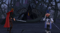 Prince Phillip and Aqua prepare to fight Maleficent.