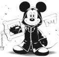 Mickey Mouse wearing a Black Coat in the Kingdom Hearts II manga.