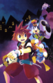 Sora, Donald, and Goofy in a color illustration from the first volume of the Kingdom Hearts novel.
