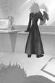 Lea awakens in Ansem the Wise's laboratory, in an illustration from the first volume of the Kingdom Hearts 3D: Dream Drop Distance novel.