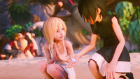 Xion showing a seashell to Naminé.