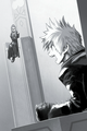 Roxas and Saïx in an illustration from the third volume of the Kingdom Hearts 358/2 Days novel.