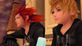 Roxas and Axel look up to the sunset, saying Sora's name in unison with Xion.