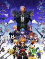 Promotional artwork of Aqua and the main cast in Kingdom Hearts HD 2.5 ReMIX.