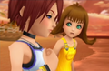 Selphie with Kairi at the shore of Destiny Islands.