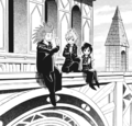 Axel, Roxas, and Xion eating Sea-salt ice cream on top of the Clock Tower
