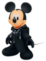 Mickey in a black coat.