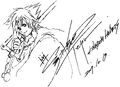 A promotional sketch of Sora by Tetsuya Nomura for the Square Enix Café Tokyo.