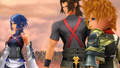 Terra with Aqua and Ventus at the Keyblade Graveyard.
