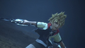 Roxas readying himself to fight Xehanort in the opening.