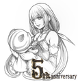 Strelitzia and her Chirithy in the Kingdom Hearts Union χ 5th Anniversary artwork by Tetsuya Nomura.
