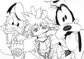 Concept art of Sora, Donald, and Goofy in the "Friends" promotional artwork.