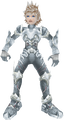 Ventus in his Keyblade Armor without his helmet on after being frozen by Master Xehanort.