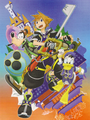 Sora, Donald, and Goofy on the cover of the third volume of the Kingdom Hearts II manga.