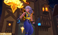 Riku appearing lost in Traverse Town, although in his Kingdom Hearts outfit.