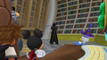 Screenshot of Donald, Goofy, King Mickey, and a Black Cloaked Jiminy's Journal.