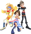 Yuna, Rikku, and Paine in Kingdom Hearts II.