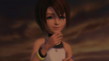 Kairi smiling at Sora in the opening scene.
