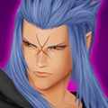 Saïx's card portrait in the HD version of Kingdom Hearts Re:Chain of Memories.