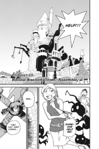 Chapter 13 - Hollow Bastion! Team, Assemble! (Front) KHII Manga.png