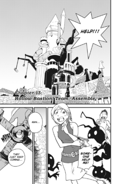 Chapter 13 - Hollow Bastion! Team, Assemble! (Front) KHII Manga.png
