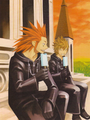 Axel and Roxas eating sea-salt ice cream on the cover of the second Kingdom Hearts II short stories volume.