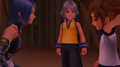Sora and Riku meets Aqua on Destiny Islands.
