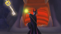 Maleficent attempts to destroy Data-Sora's Keyblade.