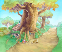 Artwork of Pooh's House from the 100 Acre Wood
