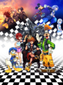 Naminé (near the the top right) in an official artwork for Kingdom Hearts HD 1.5 ReMIX.