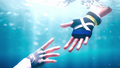 Aqua reaching for Sora's hand in the intro.