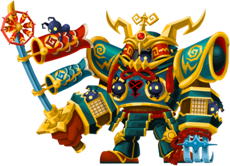The Metal Giant (甲冑巨人, Katchū Kyojin?, lit. "Armor Giant") Heartless that appeared during during the Boys' Day cross campaign in 2017.